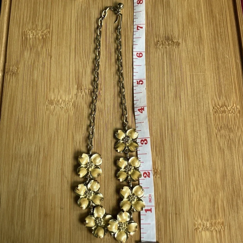 Vtg 50's Dogwood Gold Tone Collar/Choker‎ Necklace & Bracelet NC Flower Romantic